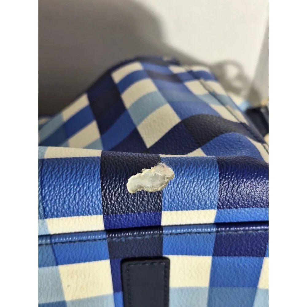 Kate Spade New York Grove Street Kaylie Plaid Diaper Bag Blue White Travel Bag